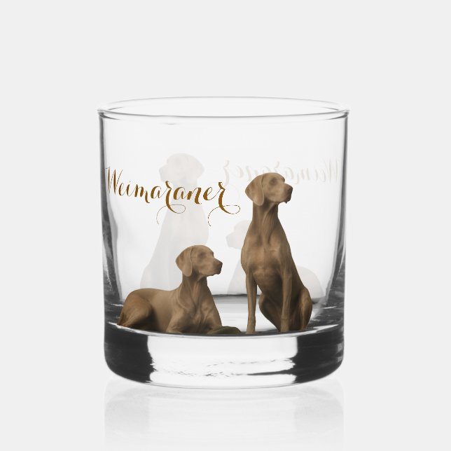 Weimaraner – Silver Ghost Hunter  Whiskey Glass (Front)