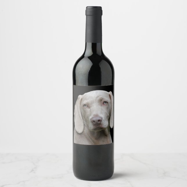 Weimaraner Silver Grey Wine Label (Front)
