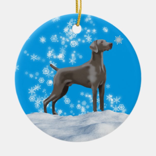 Weimaraner Snowflake Holiday Ornament (Front)