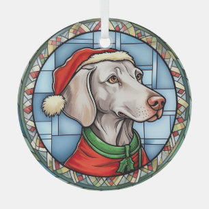 Weimaraner Stained Glass Christmas Tree Decoration