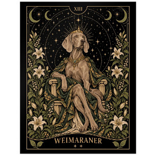 Weimaraner, Starlit Tarot Art Postcard
