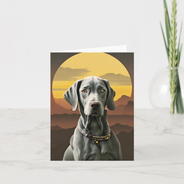 Weimaraner Sunset Greeting Card (Front)