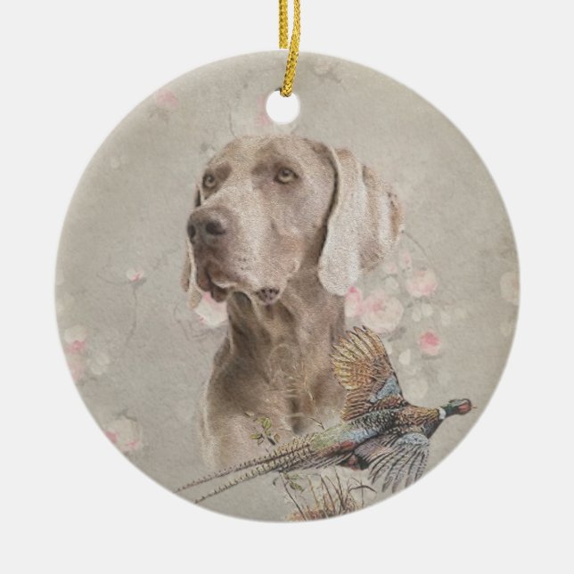 Weimaraner Tapestry Poster Acrylic Print Button Ke Ceramic Ornament (Front)