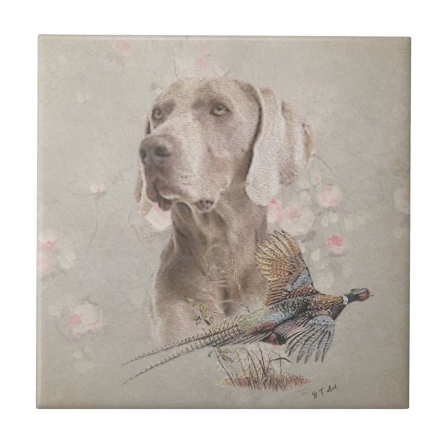 Weimaraner Tapestry Poster Acrylic Print Button Ke Ceramic Tile (Front)