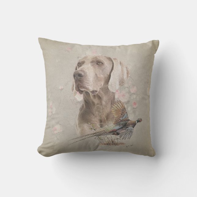 Weimaraner Tapestry Poster Acrylic Print Button Ke Cushion (Front)
