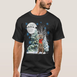 Weimaraner Under Moonlight Snow Christmas Pajama T-Shirt