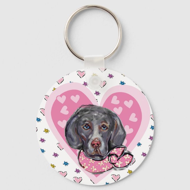 Weimaraner Valentine Key Ring (Front)