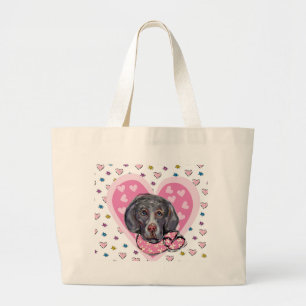 Weimaraner Valentine Large Tote Bag