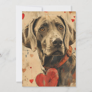 Weimaraner Vintage Valentine's day  Holiday Card