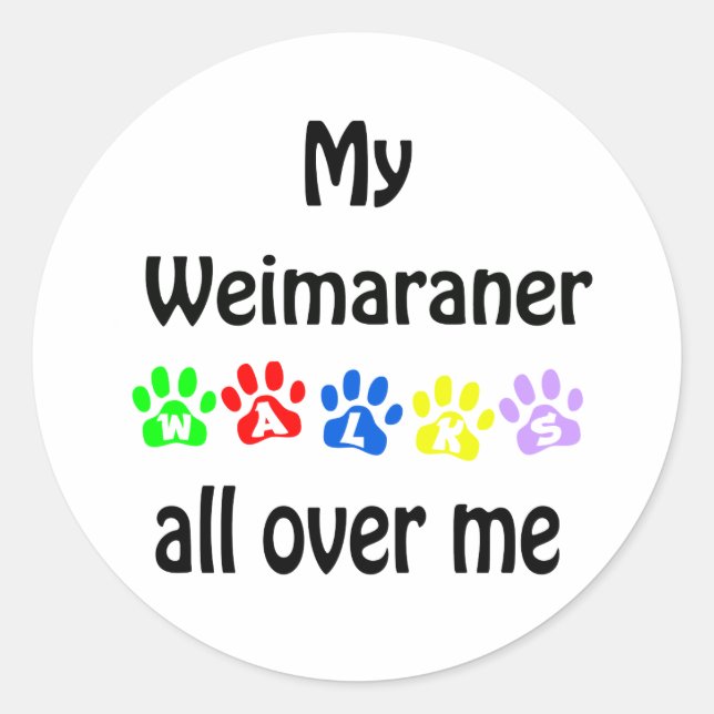 Weimaraner Walks Design Classic Round Sticker (Front)