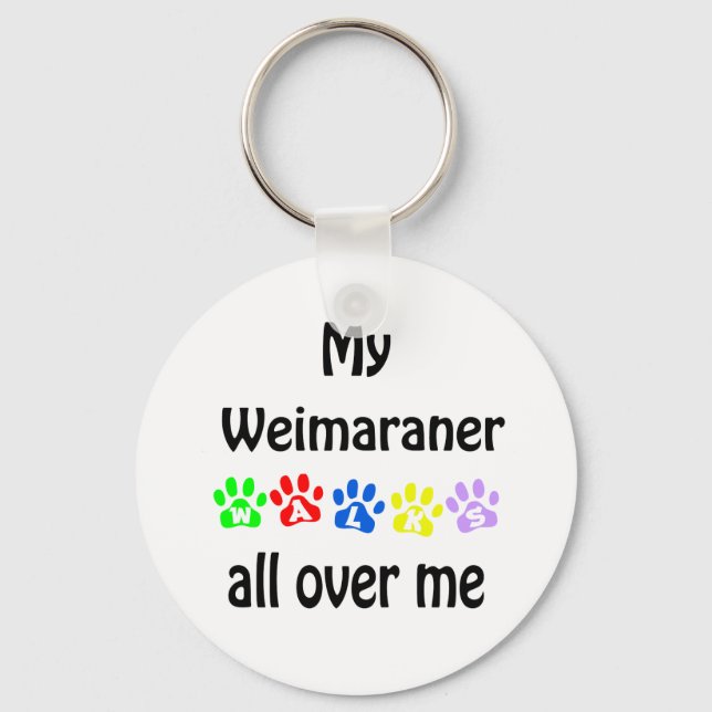 Weimaraner Walks Design Key Ring (Front)