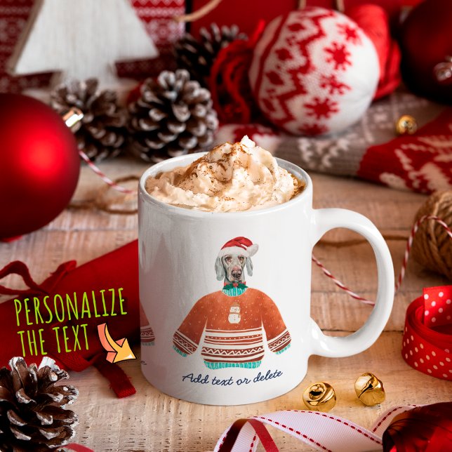 Weimaraner Wearing Ugly Sweater Xmas Dog Lover Coffee Mug (Creator Uploaded)