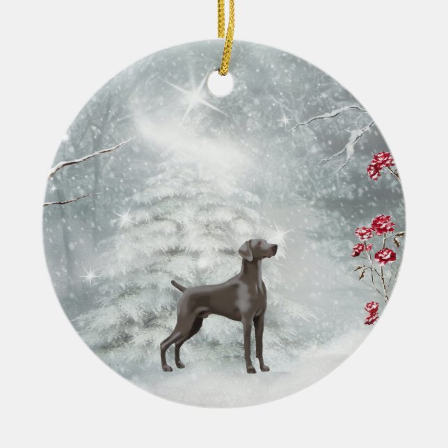 Weimaraner Winter Ornament (Front)