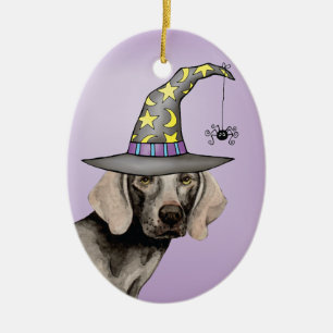 Weimaraner Witch Ceramic Ornament