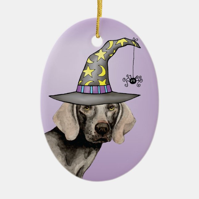 Weimaraner Witch Ceramic Ornament (Front)