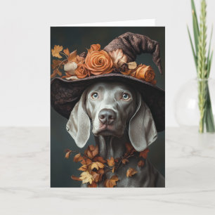 Weimaraner Witch Halloween Holiday Card