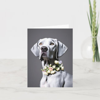 Weimaraner With Flowers Blank Notecard