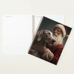 Weimaraner With Santa Claus Festive Christmas Planner
