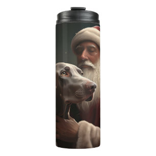 Weimaraner With Santa Claus Festive Christmas Thermal Tumbler