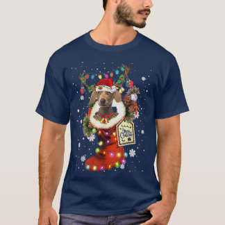 Weimaraner Xmas Boot Christmas Sock Winter Snow  T-Shirt