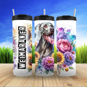 Weimaraner's Colourful Bloom Thermal Tumbler