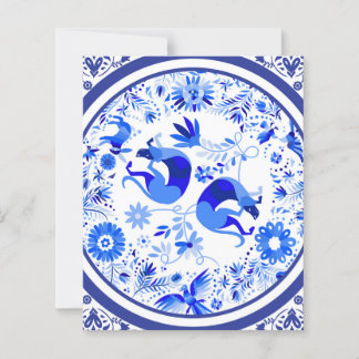 Weimaraners, Rabbits and Birds Otomi Blue & White