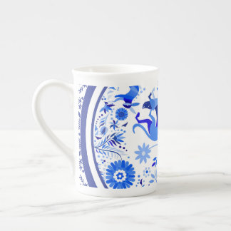 Weimaraners, Rabbits and Birds Otomi Blue & White Bone China Mug