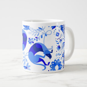 Weimaraners, Rabbits and Birds Otomi Blue & White Large Coffee Mug