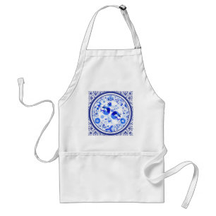 Weimaraners, Rabbits and Birds Otomi Blue & White Standard Apron