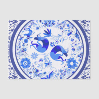 Weimaraners, Rabbits and Birds Otomi Blue & White Tissue Paper