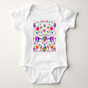 Weims, Rabbits, & Birds Otomi styled pattern Baby Bodysuit