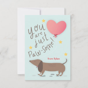Weiner Dog & Balloon Valentine's Day Card