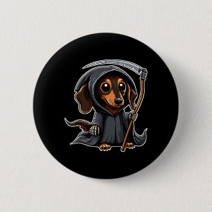 Weiner Dog Halloween Dachshund Grim Reaper 6 Cm Round Badge