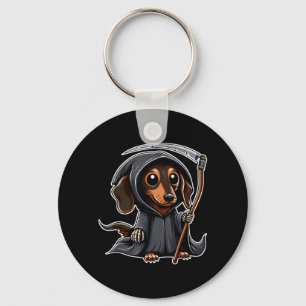 Weiner Dog Halloween Dachshund Grim Reaper Key Ring