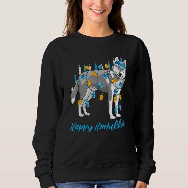 Weiner Dog Menorah Festive Mazel Tov Hanukkah Jewi Sweatshirt (Front)