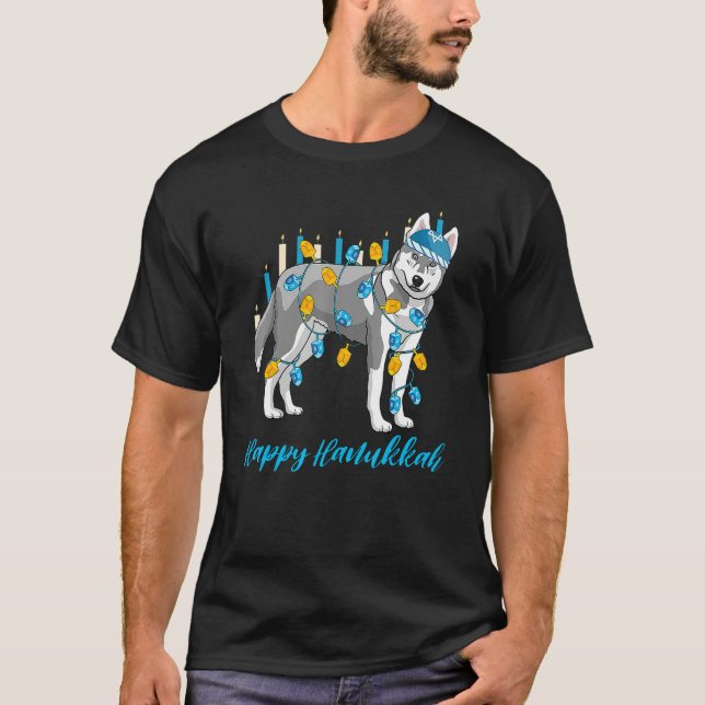 Weiner Dog Menorah Festive Mazel Tov Hanukkah Jewi T-Shirt (Front)