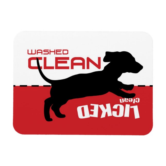Weiner Dog Puppy Dishwasher Magnet - Licked Clean (Horizontal)