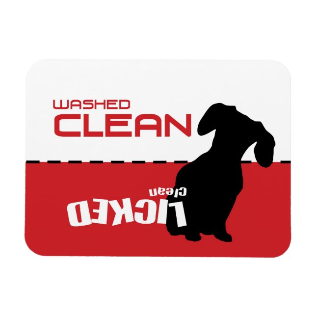 Weiner Dog, Puppy Dishwasher Magnet - Licked Clean (Horizontal)