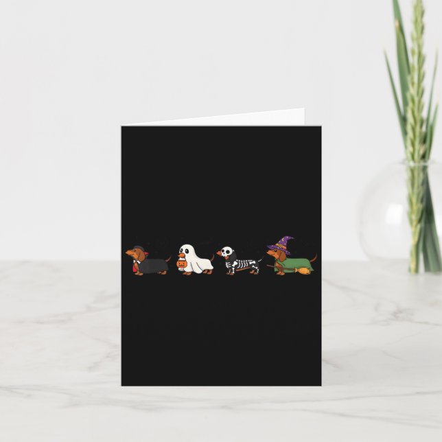 Weiner Dog Witch Happy Halloweenie Cute Halloween  Card (Front)