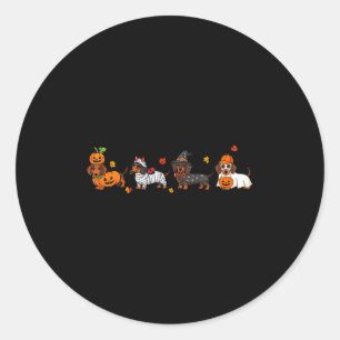 Weiner Dog Witch Happy Halloweenie Cute Halloween  Classic Round Sticker