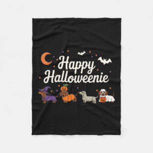 Weiner Dog Witch Happy Halloweenie Cute Halloween Fleece Blanket