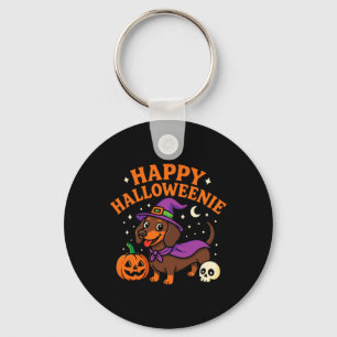 Weiner Dog Witch Happy Halloweenie Cute Halloween Key Ring