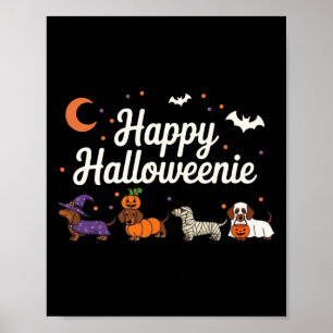 Weiner Dog Witch Happy Halloweenie Cute Halloween Poster