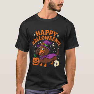 Weiner Dog Witch Happy Halloweenie Cute Halloween T-Shirt