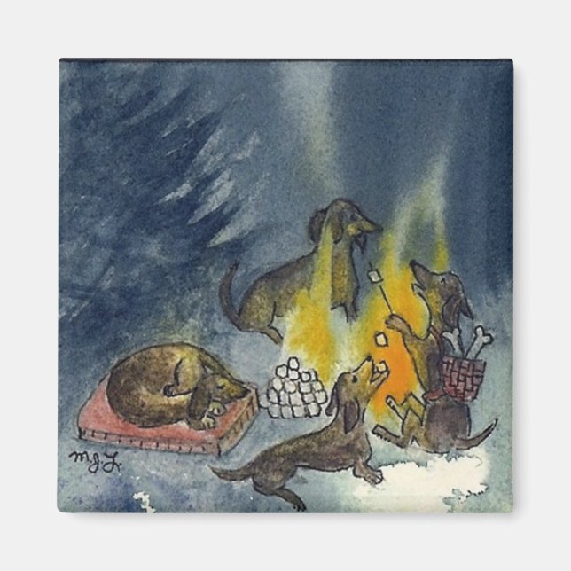 Weiner Dogs Camp Out Magnet (Front)