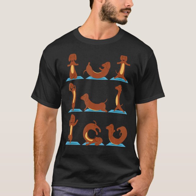 Weiner Dogs Yoga Asana Poses Meditation  Masters T-Shirt (Front)