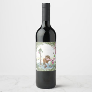 Weinflaschen Etikett mit süssem Pony, Weihnachten Wine Label
