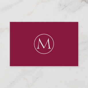 Weinrote Minimal Monogramm Visitenkarte Business Card