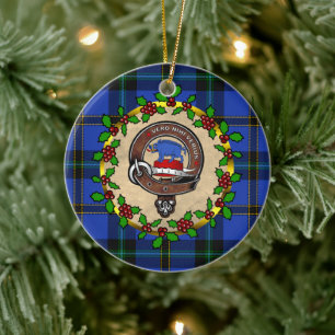 Weir Clan Badge & Tartan Personalised Christmas Ceramic Ornament