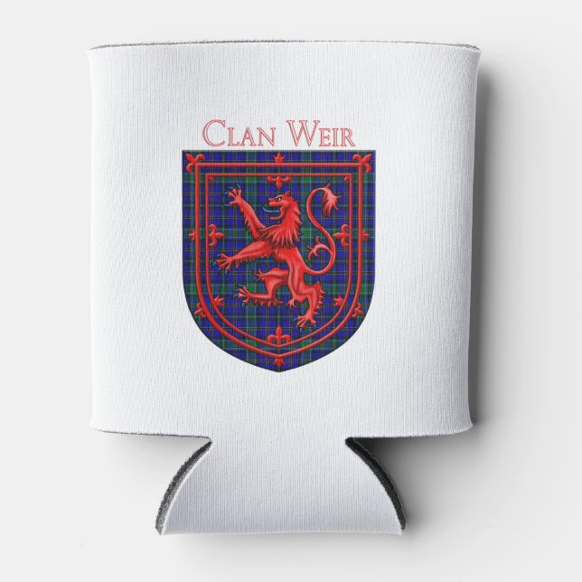 Weir Tartan Scottish Plaid Lion Rampant Can Cooler (Front)